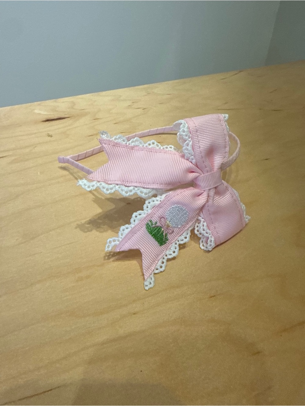 Pink Lace Bow Headband for Kids